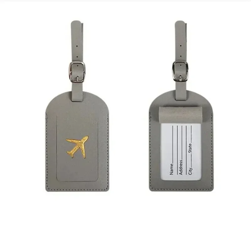 Suitcase Address Label Luggage Boarding Case Stamped Leather Business Luggage Tag Label Name ID Address Clip Travel Accessories