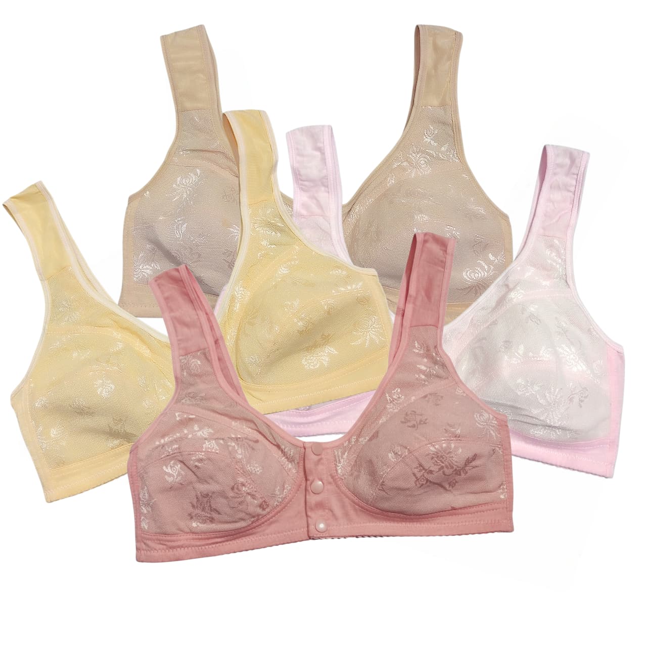 Breathable Seamless 3-Button Front Opening Nursing Bra for Maternity Support