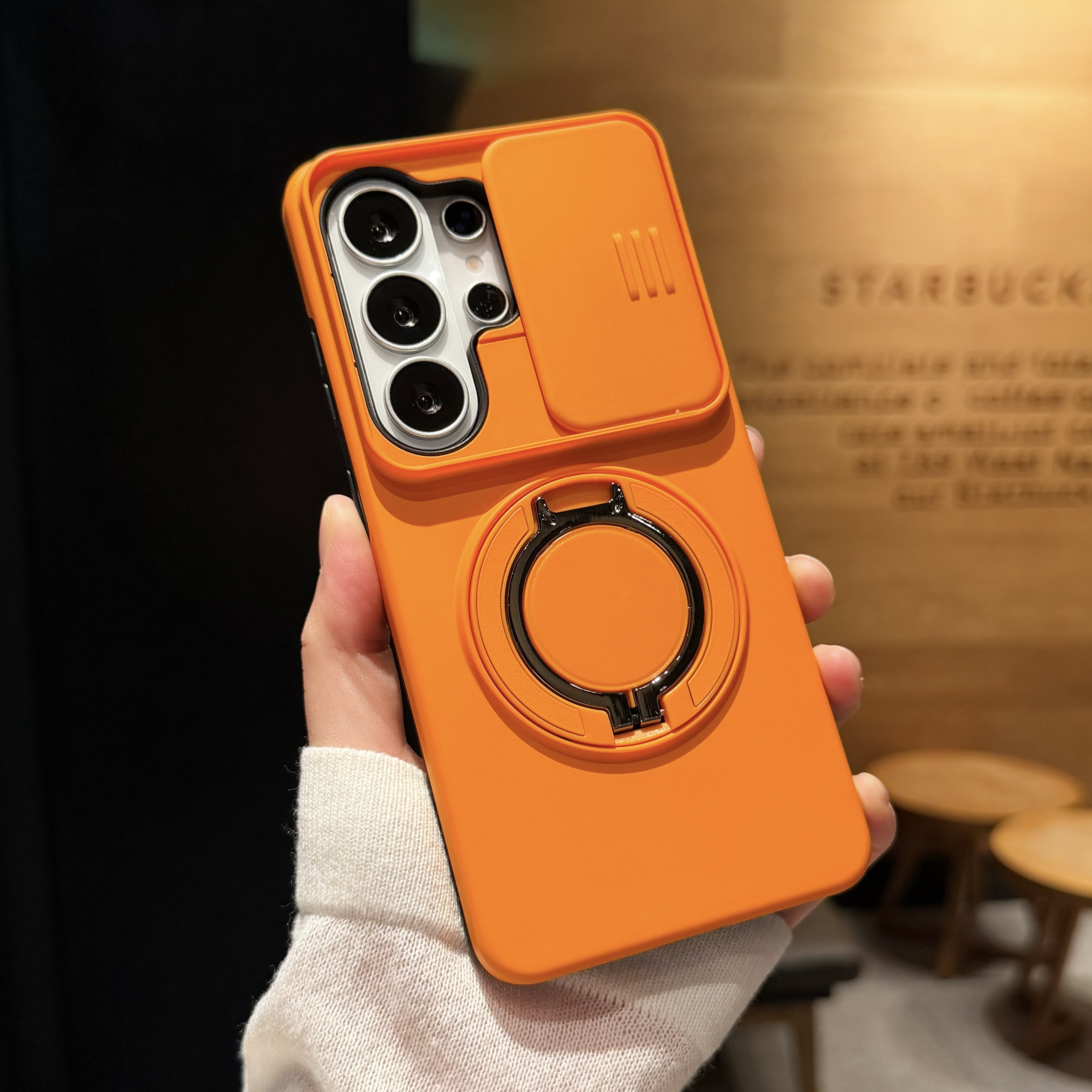 Magnetic Ring Stand Phone Case For   S26 S25 S24 S23 Ultra Plus Slide Camera Lens Protection TPU Frame Plastic Back