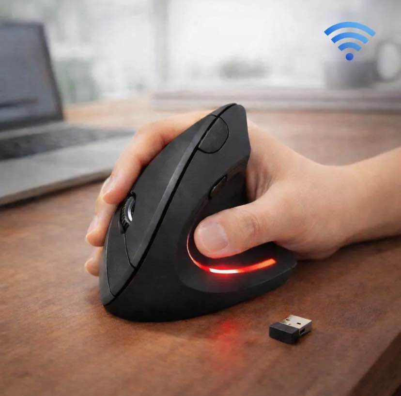 Egronomic wireless mouse with triple connctivity and silent click Cell supported