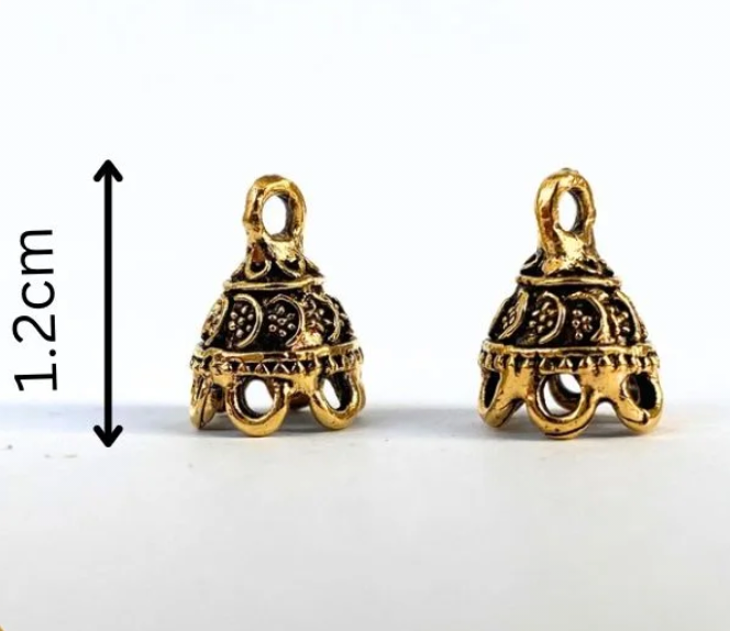 1 / 2 pairs - Antique Gold Mini Jhumka Charms for Jewelry Making DIY Earrings Necklace Pendant Craft Supplies – Deebaj Creations