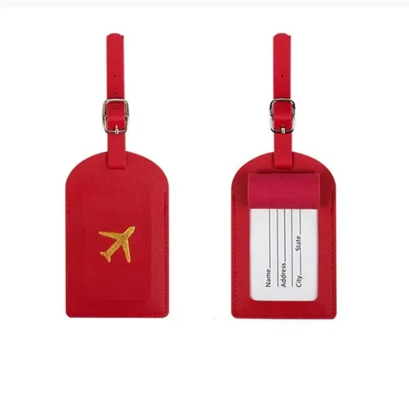 Suitcase Address Label Luggage Boarding Case Stamped Leather Business Luggage Tag Label Name ID Address Clip Travel Accessories