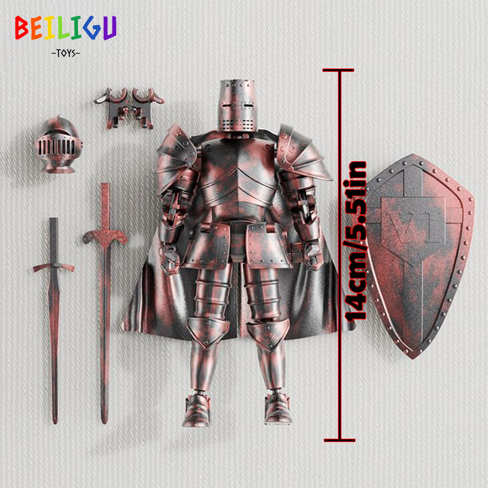 Europe Medieval Knight Multi-Joint Movable Action Figures Warrior Robot Sword Shield Assembly Toy Collection Model Holiday 