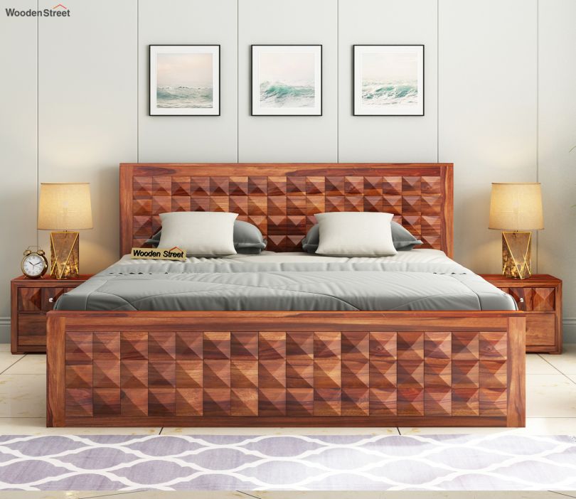 Morse Sheesham Wood Bed With Box Storage