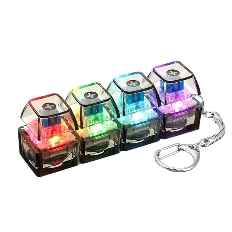 /LED Keyboard Keychain Fidget Toy Crystal Clicker Sensory Toy for Stress Relief Keyboard Keychain Fidget Gadget for Adults Kid*-