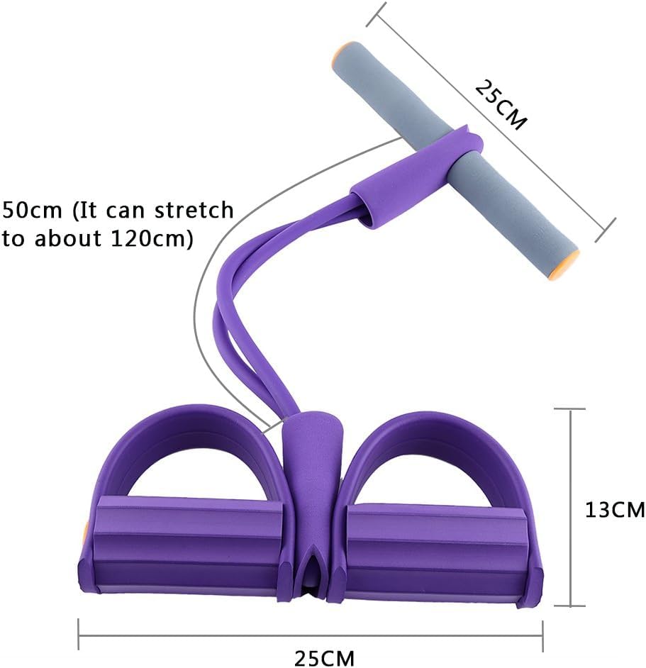 Tummy Trimmer Belly Fat Burner| Double Spring Pull Reducer Resistance Band with Foot Pedal| 4-Tube Elastic Yoga Abs Abdominal Workout Equipment for Weight Loss, Arm Muscle Builder & Core Strength Training – Home Gym Fitness Body Exerciser for Men & Women