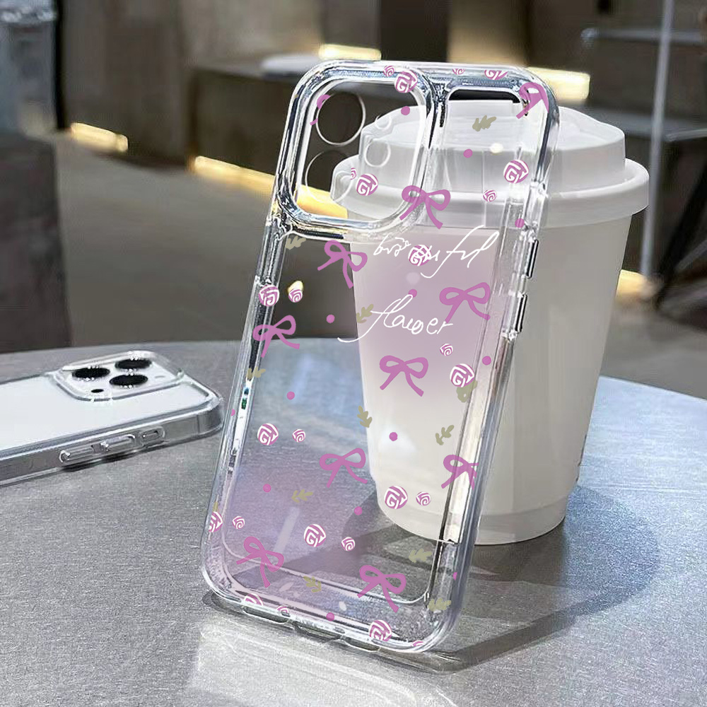Gradient Purple Bow Case For  S26 Ultra S23 S24 S25 Plus S24 FE Cover A37 A57 A55 A36 A56 5G A17 A53 A54 A07 A33 A34 A35
