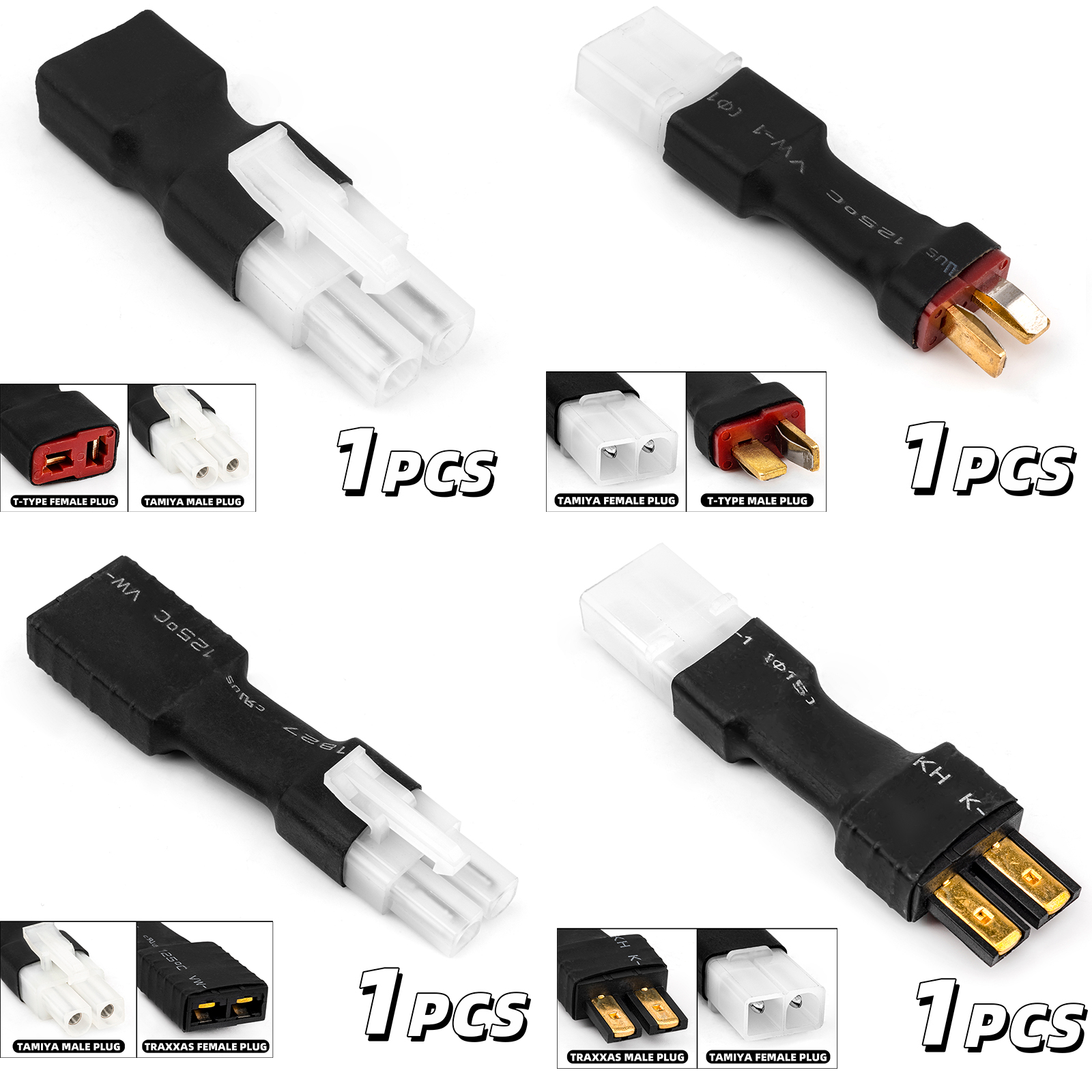RCXAZ Battery Adapter Plug XT60 TAMIYA TRAXXAS T-TYPE Adapter DIY For RC Car Ship Helicopter Quadcopter LiPo Battery Connector