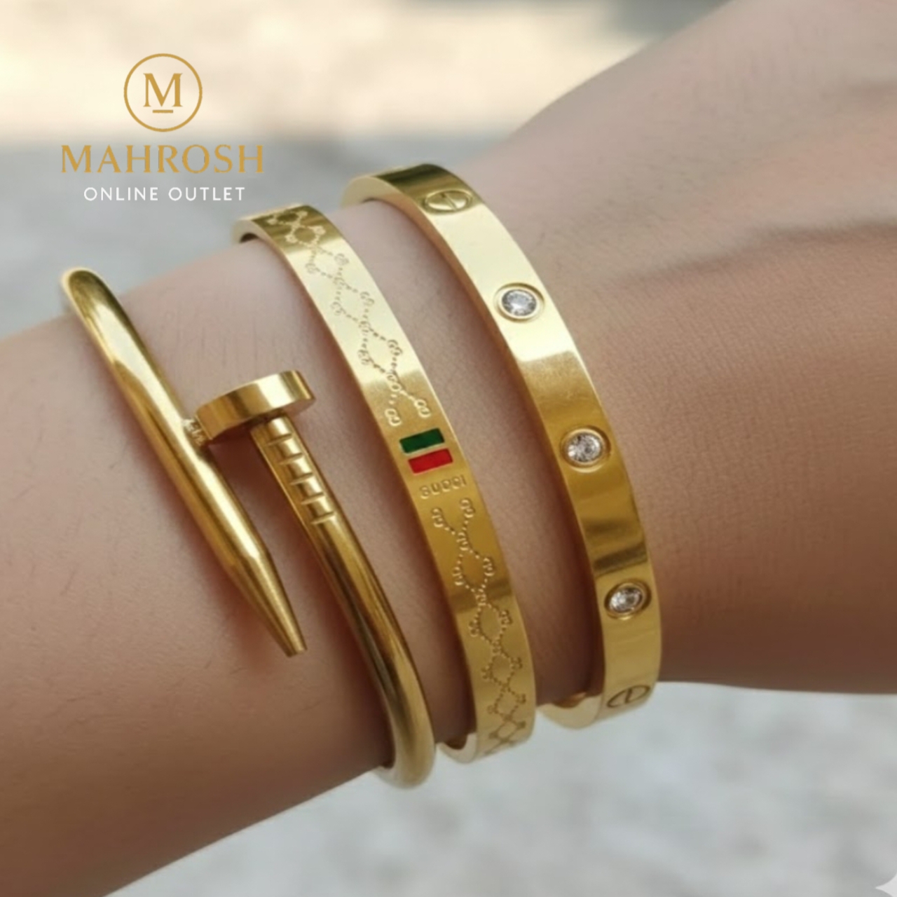 3 Pcs Premium Stainless Steel Bracelet Combo – Openable Cuff Bangles | Golden & Silver Variant | Trendy Women Jewelry