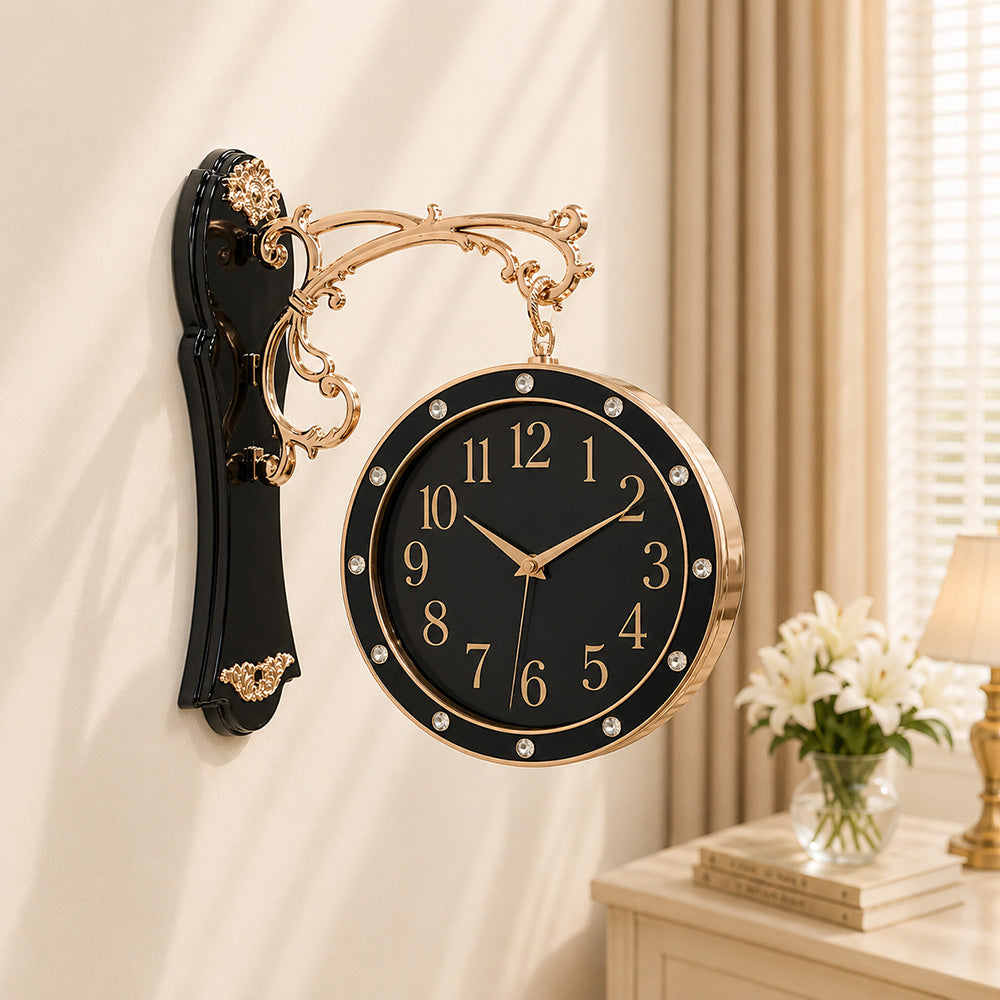 Modern luxury dubble sided clock living room silent dubble sided clock home restaurant wall hanging quartz clock decor plastic