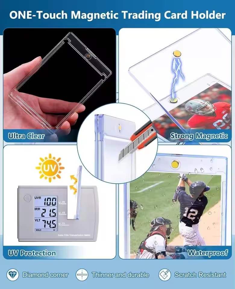 Magnetic Card Holder Support Set Protectors Hard Plastic Sleeves Trading Display Case For Pokemon Baseball Sports
