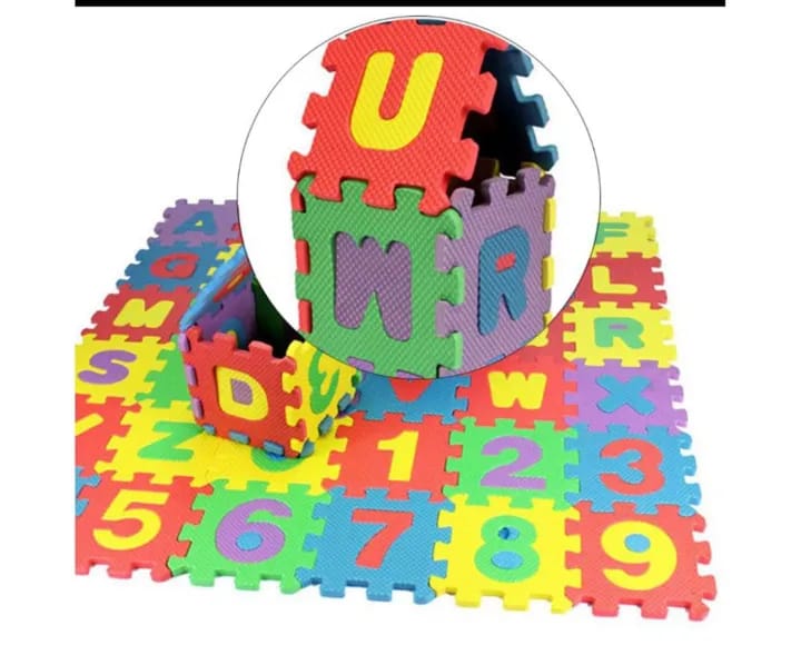 Kids Learning EVA Foam Puzzle Mat 36 Pcs Set – Alphabet & Number Interlocking Floor Play Mat for Children