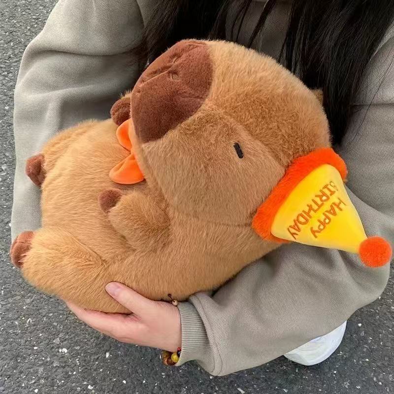 Capybara Plush Toy Set Mommy with 4 Little Capibaras Capibala Plushie Dolls Stuffed Animal Pillow Turtle Backpack Car Decor