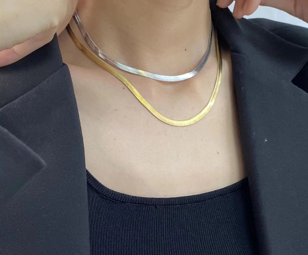 Snake Chain Golden And Silver Color Regular Use For Unisex Jewelry