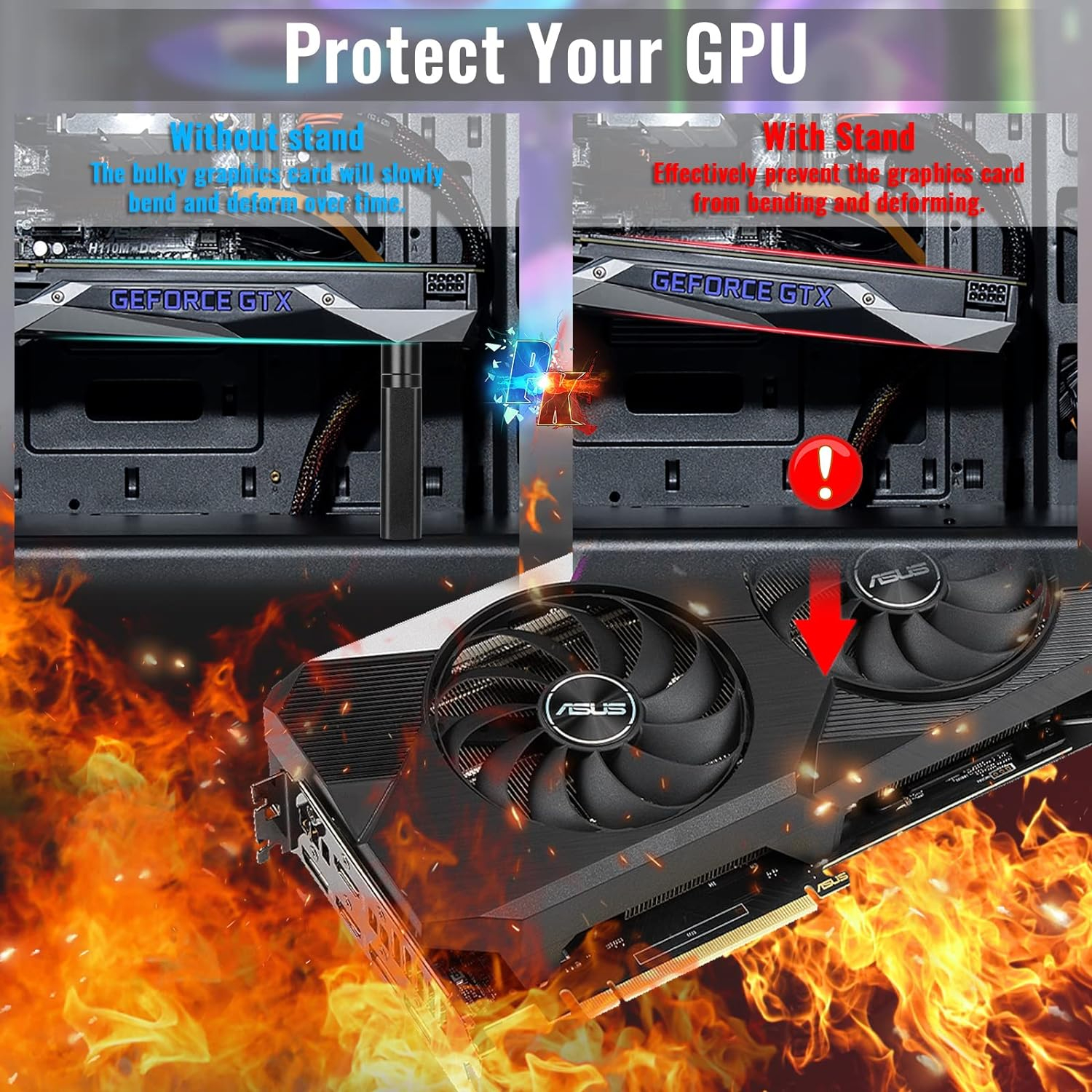 GPU Support Bracket Stand GPU Cable Management 4.73" GPU Support PC Graphics Card Support GPU Stand Anti GPU Sag Bracket Video Card Anti Sag GPU Holder Mini GPU Mount for Prevent Universal Graphics Card Stand - Adjustable Height