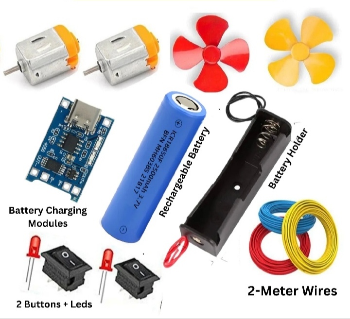 DIY Kit For Students 4V Motor Fan Propellers and rechargeable batteries and charging Module