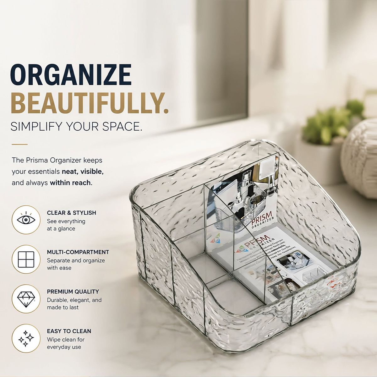 Makeup Organizer Acrylic Multi Grid Storage Rack Cosmetic Shelf Make Up For Dressing Table Bathroom Perfume Beauty Tool Organizers Space Saver Box