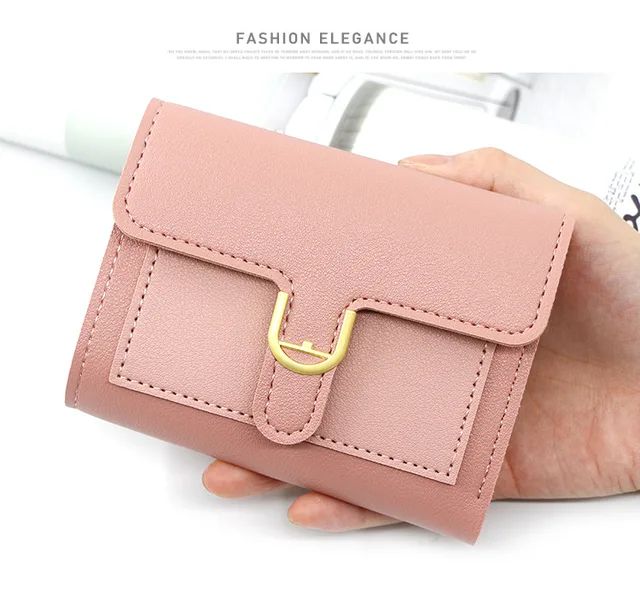 Women's PU Leather Short Clutch Wallet with Card Holder Mini Purse