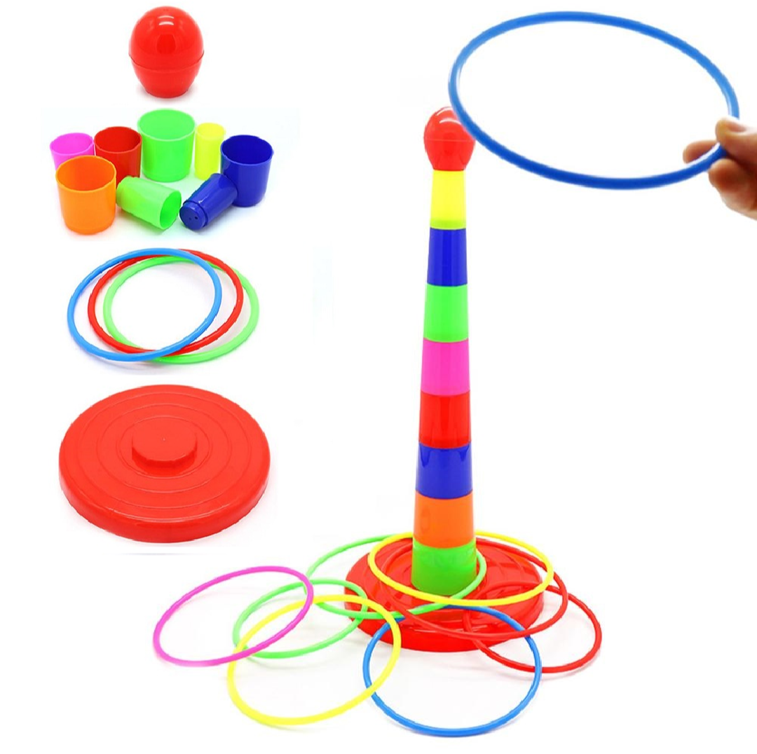 Ring Tower Quoits Ring Tower, Ring Toss Game  - Multicolor -