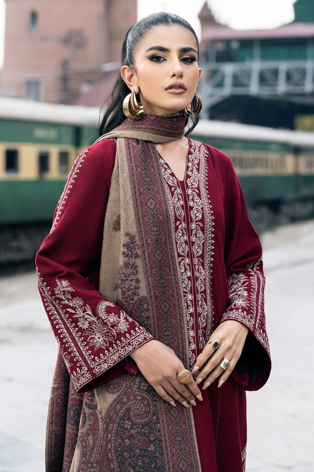 Girl & Women Dresses | Girl Dress | Embroidered Unstitched Suit 3Pc | Female Clothes | Winter Collection 2025/26 | Premium Dhanak with Pashmina Wool Shawl