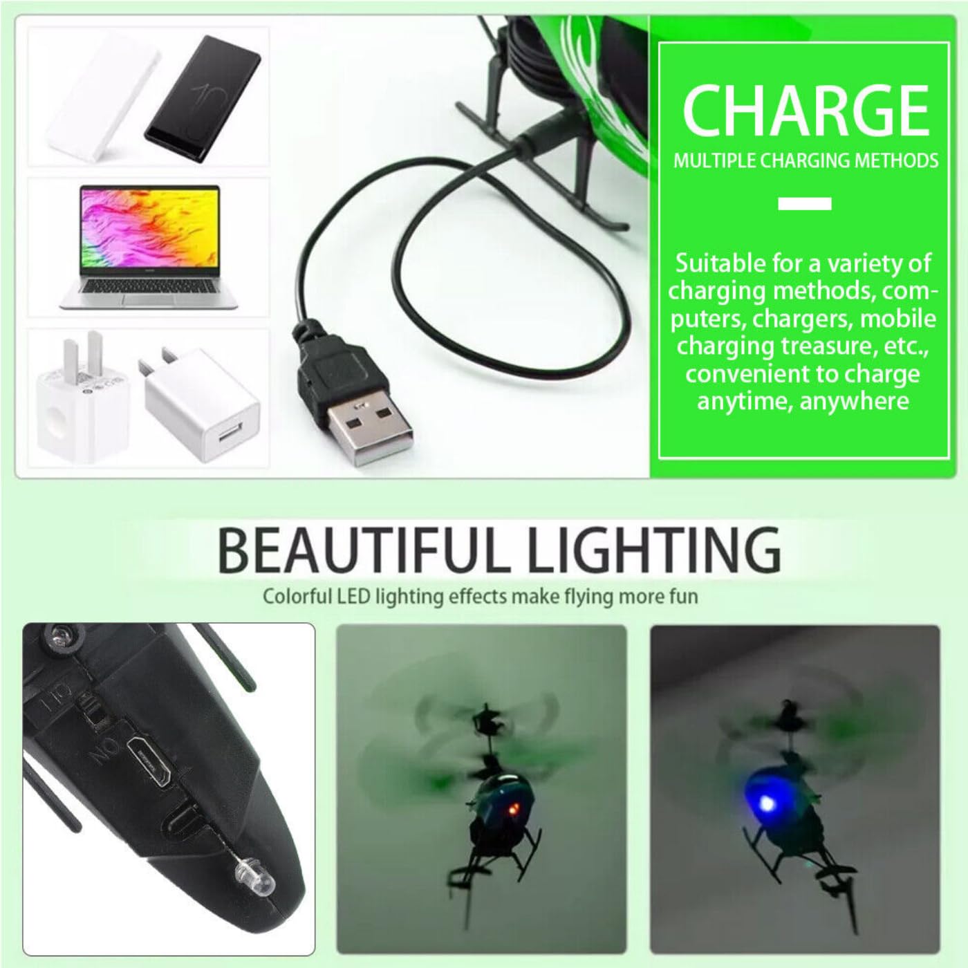 Gravity Sensor Toy Remote Control Helicopter for Kids Age 4+ Years, Indoor Palm Sensing RC Helicopter Rechargeable Helicopter with LED Lights I Pack of 1 I Multicolour