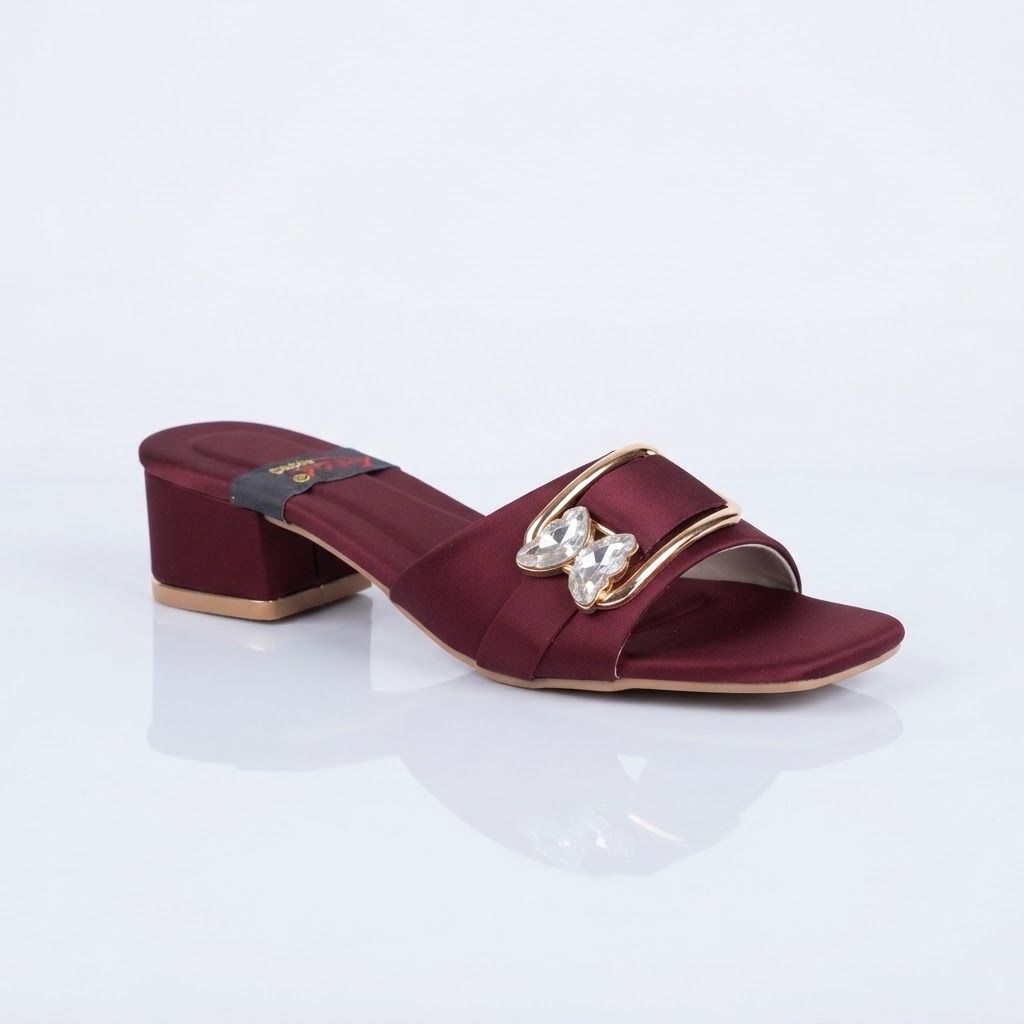 Stylish Fancy Block Heels Slippers for Women | Premium Butterfly Buckle Bridal & Party Wear Sandals for Ladies