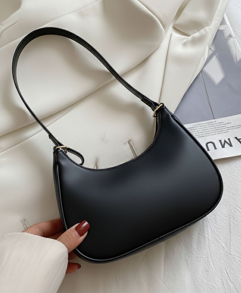 Korean Style Solid Multicolor Color Shoulder Bag for Women | Elegant Underarm Hobo Clutch | Casual Trendy Crescent Purse For Women