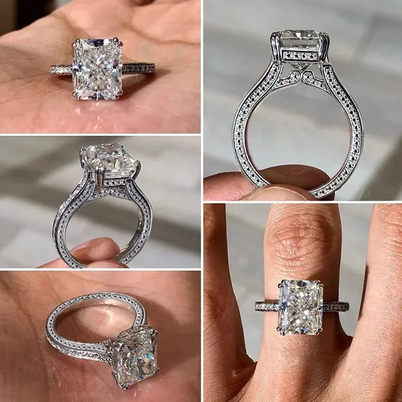 Huitan Geometric Crystal Cubic Zirconia Rings for Women Wedding Engagement Band Accessories Classic Eternity Jewelry Drop Ship