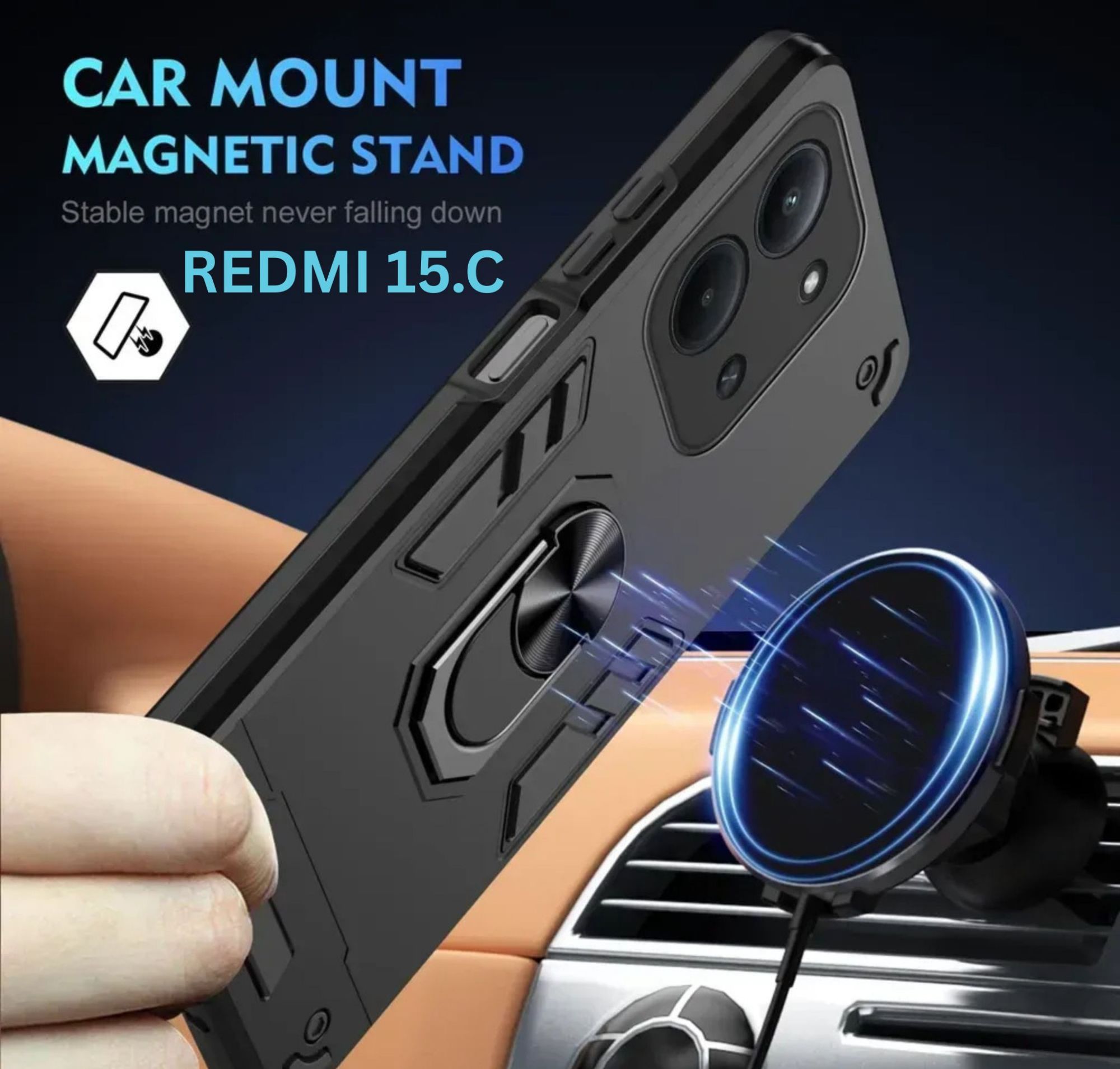 Xiaomi Redmi 15c Armor Case Heavy Duty Shockproof Bumper Back Cover - Redmi 15.C Hard Protective Cover
