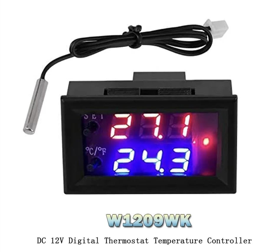 1PCS W2809 W1209WK Digital LED Thermostat Temperature Controller Smart Temp Sensor Board Module 12V DC + Waterproof NTC Sensor for Egg Eggs Incubator