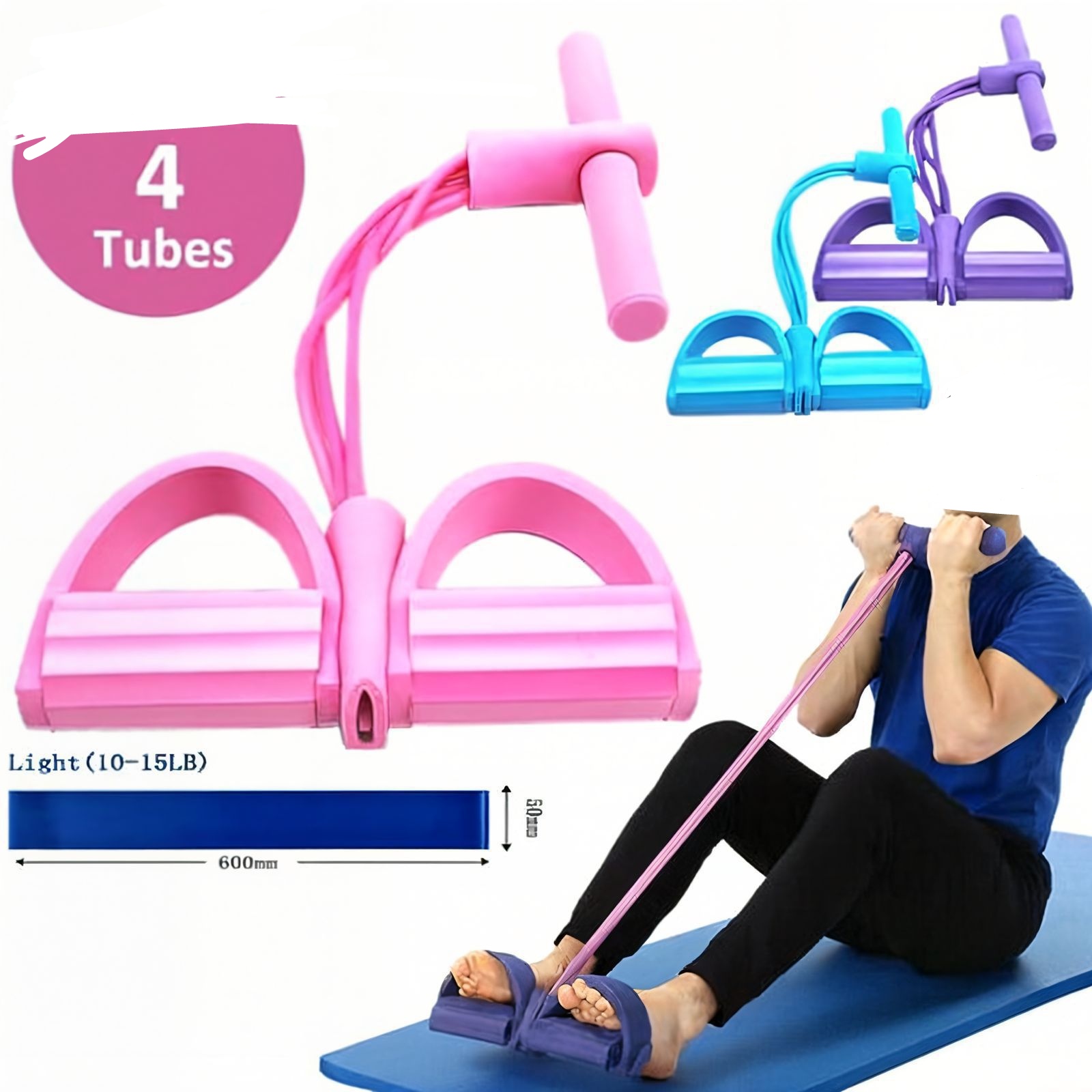 Resistance Training Bands Tummy Trimmer Bally Fat Burner Body Exerciser Home Gym Home Workout Arm Pull Rope Body Trimmer Pedal Exerciser Yoga Crossfit Exercise Arm Exercise Tummy Body Building Training Unisex