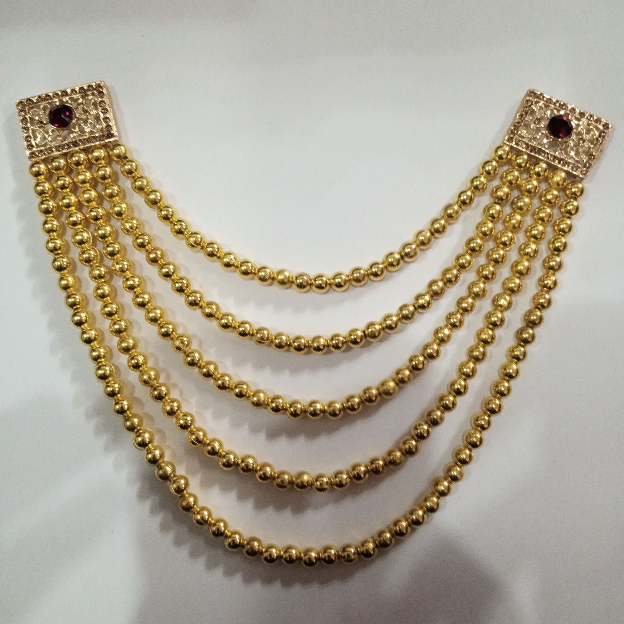 Elegant Gold-Plated Beaded Mala Necklace, Multi-Layer Traditional Jewelry for Girls & Women - HS Star Collection