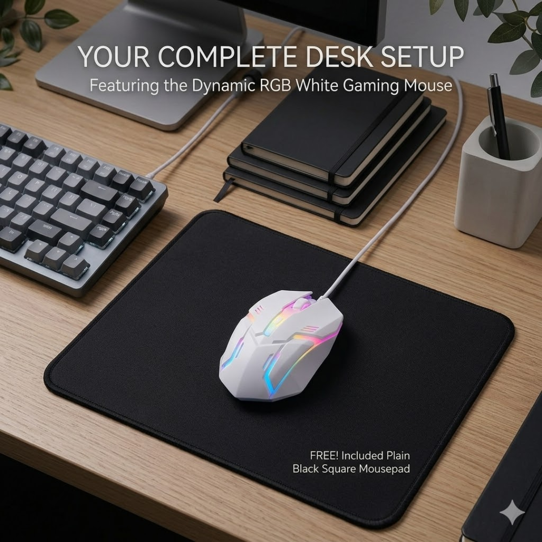 Ergonomic Wired Gaming Mouse with 7 RGB Breathing Lights, Long USB Cable for PC, Laptop, Mobile - High-Performance Mouse with Dpi Switching & Free MousePad