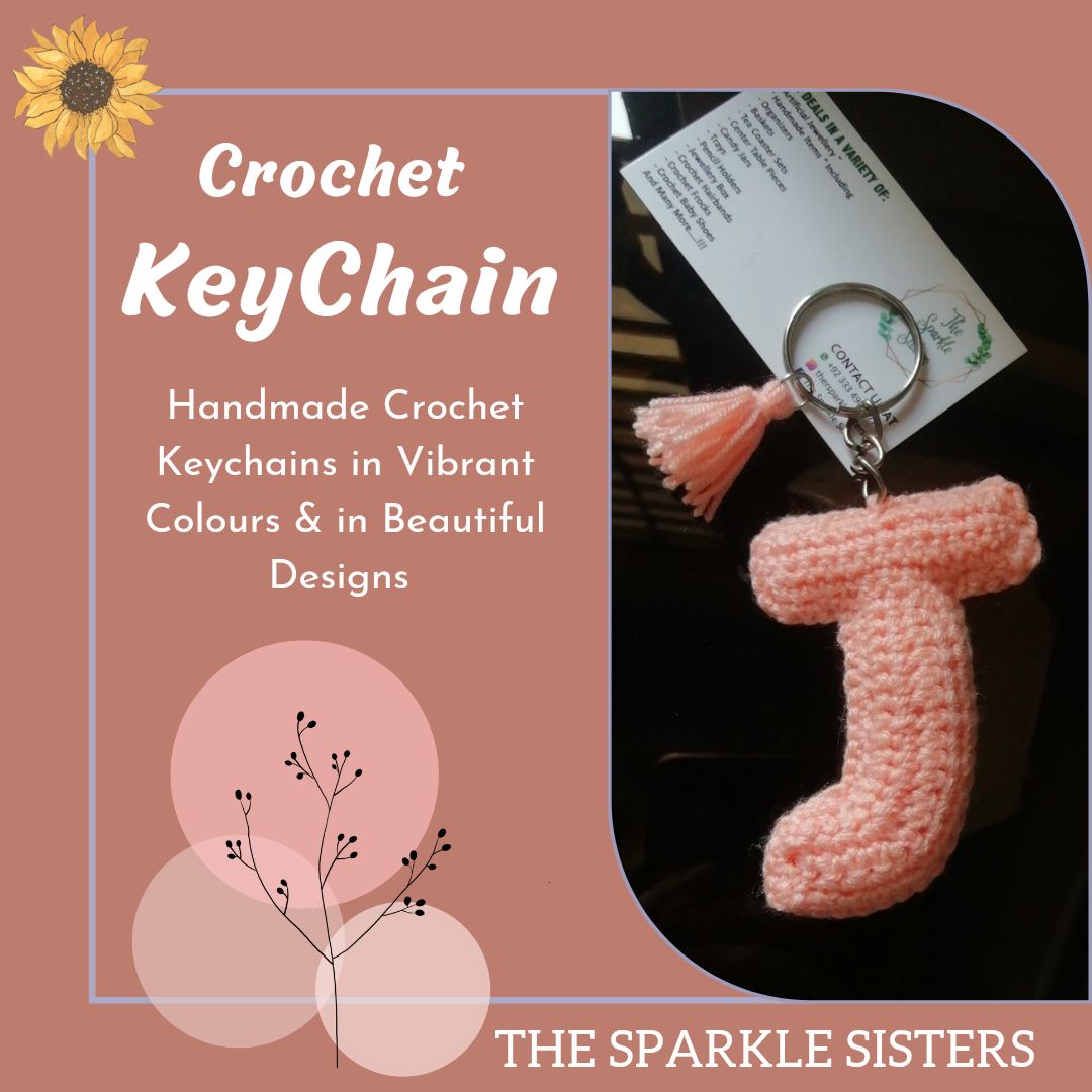 Customized Name Alphabet Crochet Keychain for bag hanging