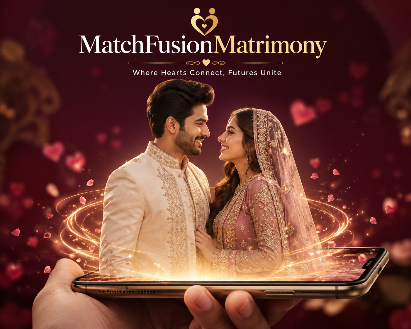 Happy UK couple celebrating their successful marriage with MatchFusion Matrimony - Trusted matrimony services for all communities in the United Kingdom