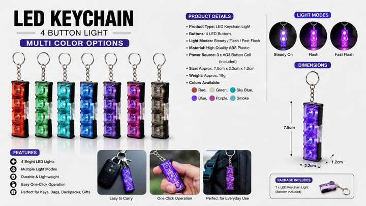 LED Keyboard Keychain Fidget Toy – Crystal Clicker Sensory Stress Relief Gadget | Portable Keychain