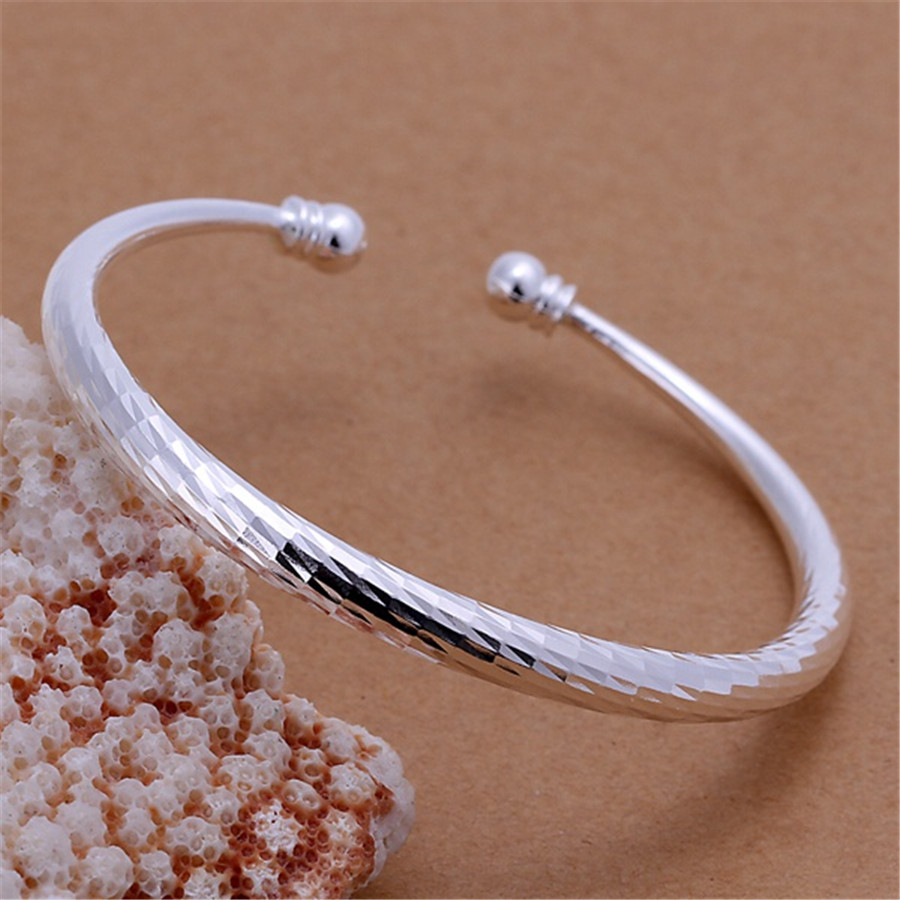 Fashion Charms Fine Charms Bangles 925 Sterling Silver Cuff Bracelets for Women lady Fashion Wedding Party  Jewelry