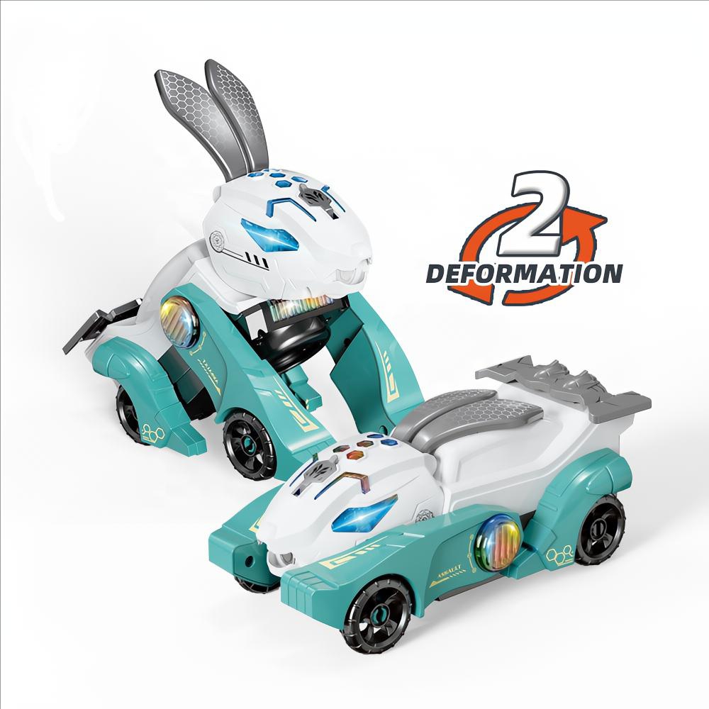 Electric Rabbit Car 2 In 1 Rabbit & Car Automatic Transformation Having Music And Light Rabbit Robot With Light Music Cool Deformation Toy Car