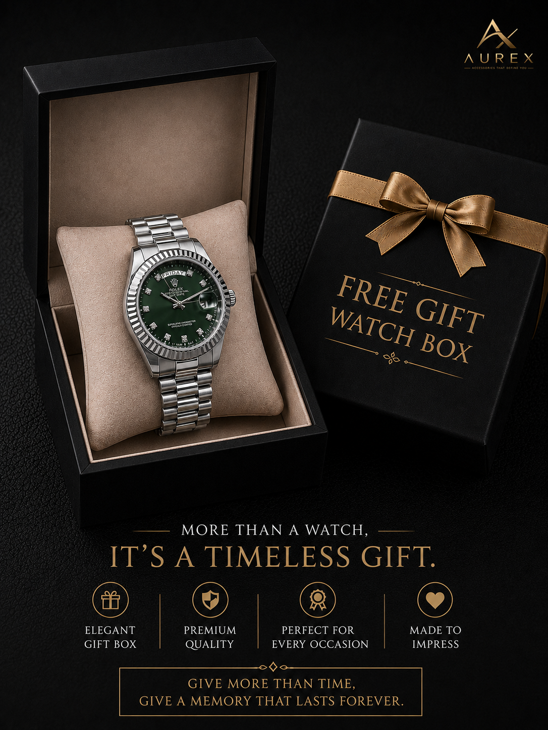 | Pack of 2 | Role* | Oyster Perpetual | Date-Day | Free Box | men's watch |