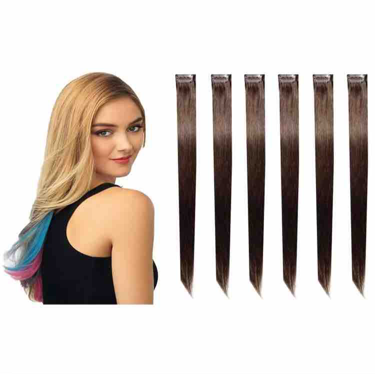 6 pieces Dark brown single clip hair extension for girls: Buy Online at  Best Prices in Pakistan 