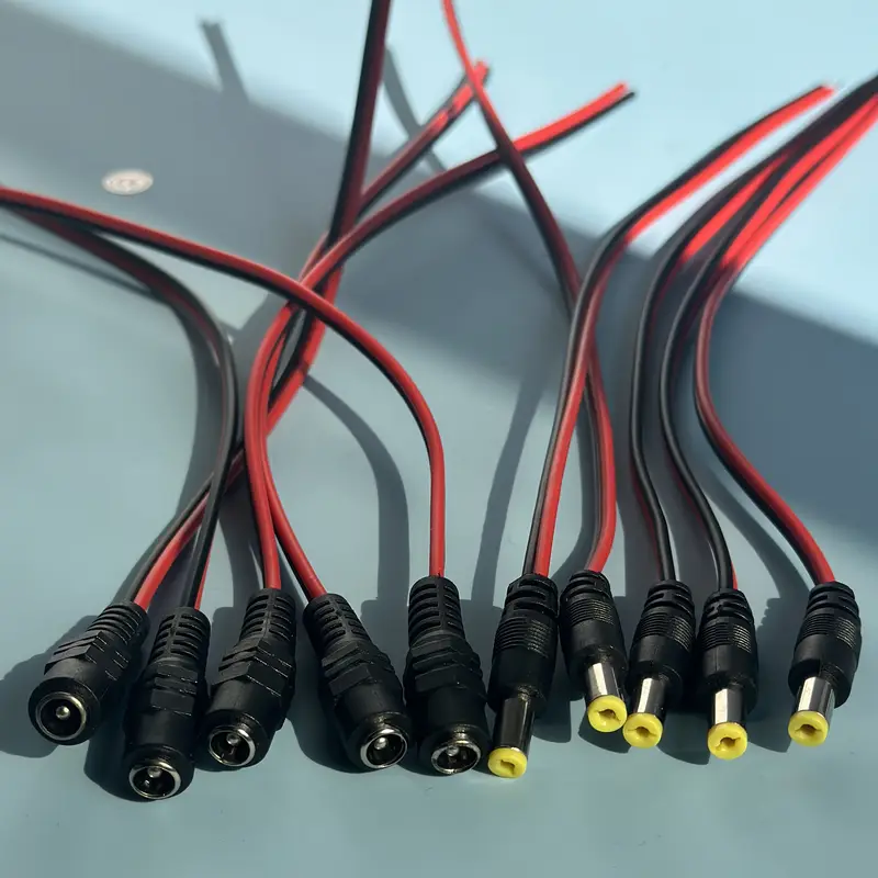 5 Pairs DC Power Plug and Socket Cable (5 Pcs Plug 5 Pcs Socket) 2.1mm X 5.5mm Jack Cable Wire Line Adapter Male Female DC Pigtail Connectors For CCTV Security Camera , Router and DIY project