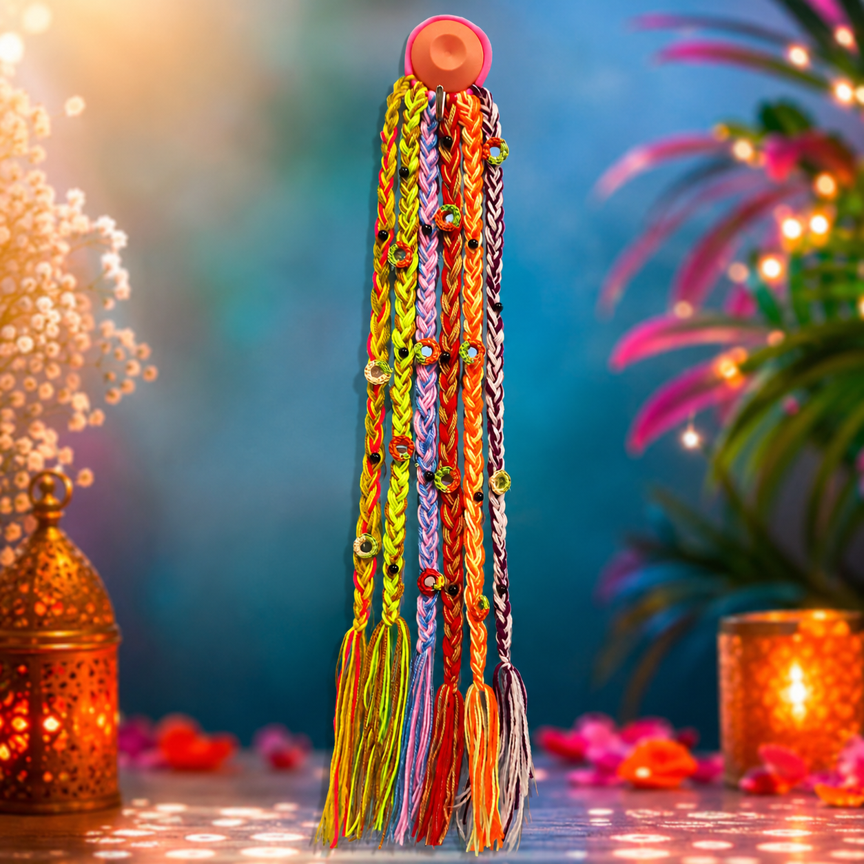 Colorful Braided Hair Extension with Rubber Band Hair Wrap