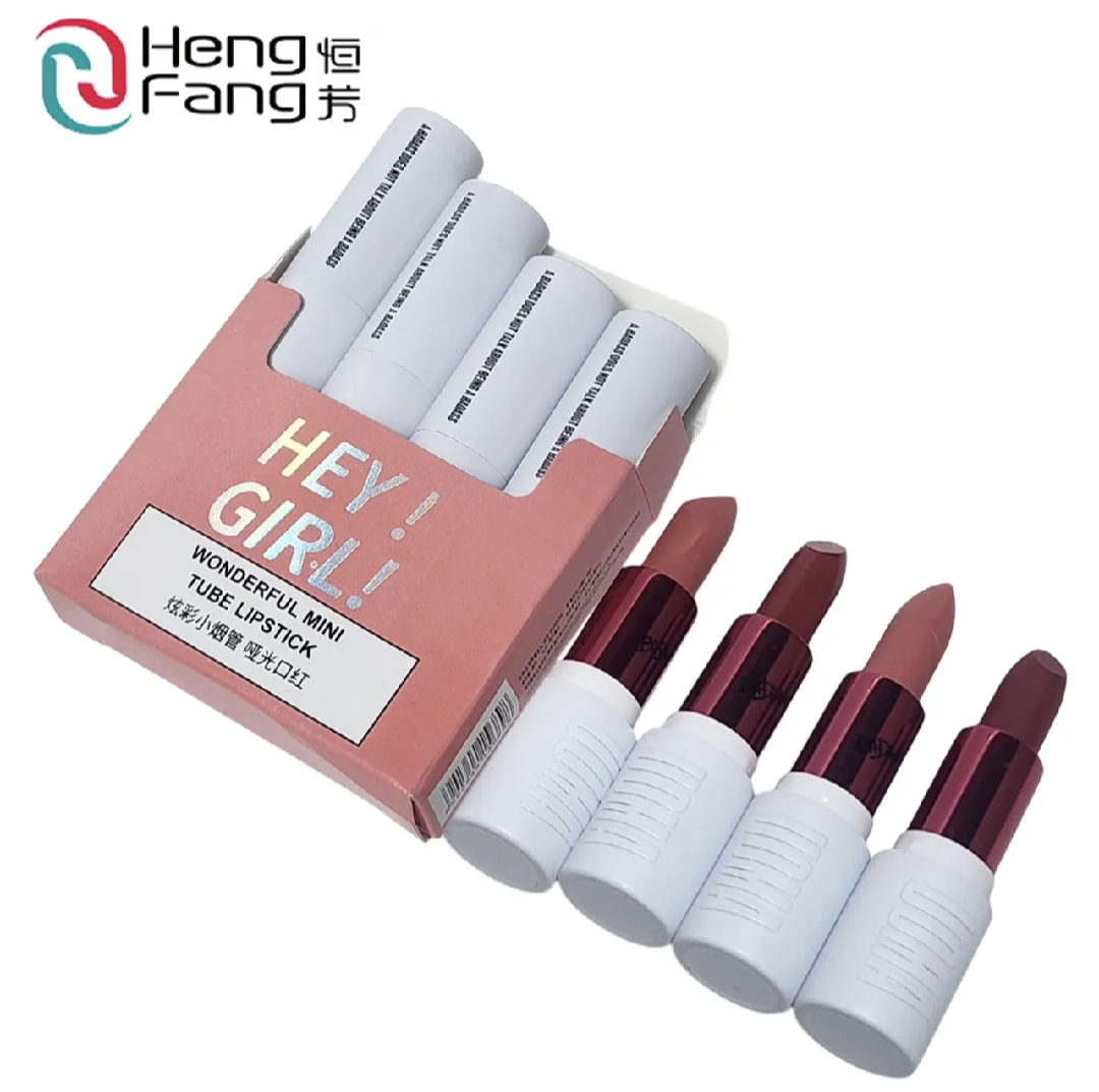 Velvet Matte Lipstick Set (Pack of 4) – Highly Pigmented, Moisturizing & Long-Lasting Lip Colors | Non-Drying Formula in Compact, Travel-Friendly Packaging with Random Shades