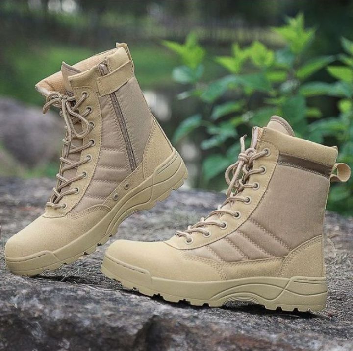 combat Swat Military Tactical shoes Khaki high ankle long duty boots Swat Original Hiking Duty Boot for men