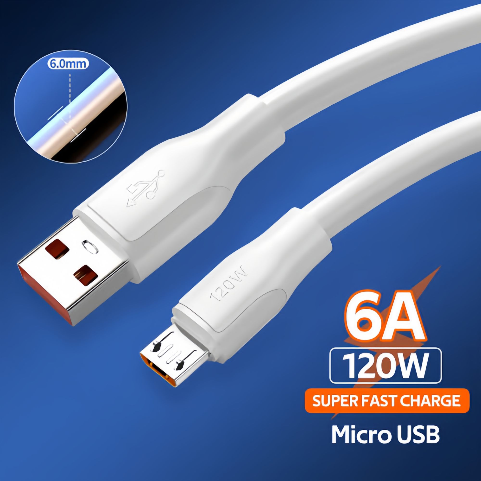 120W / 6A Super Fast Charging Micro USB data cable  | 120W 6A Micro USB data Cable Fast Charging data Cable For All Mobile Phone and Power Banks