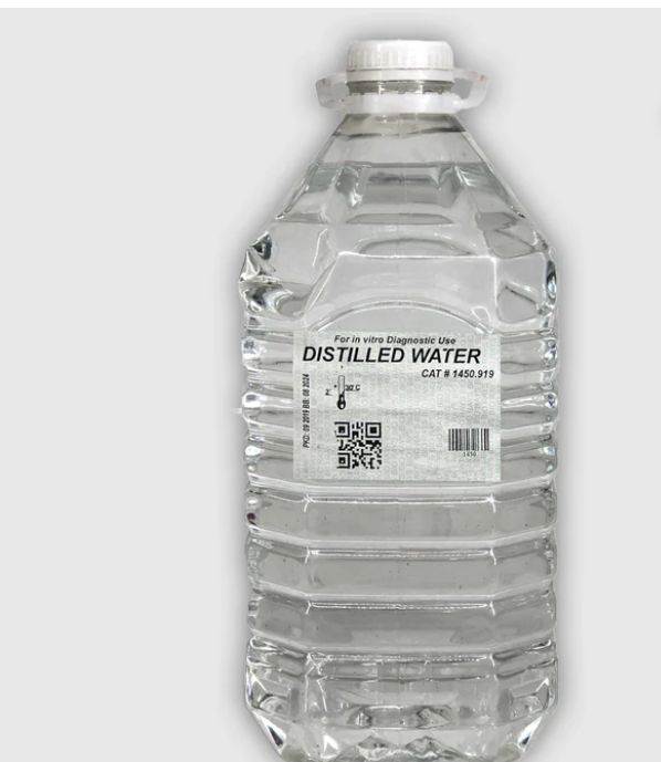 5 liter distilled water used for battery replacement water bottle and cosmetic and diy. laboratory items and other