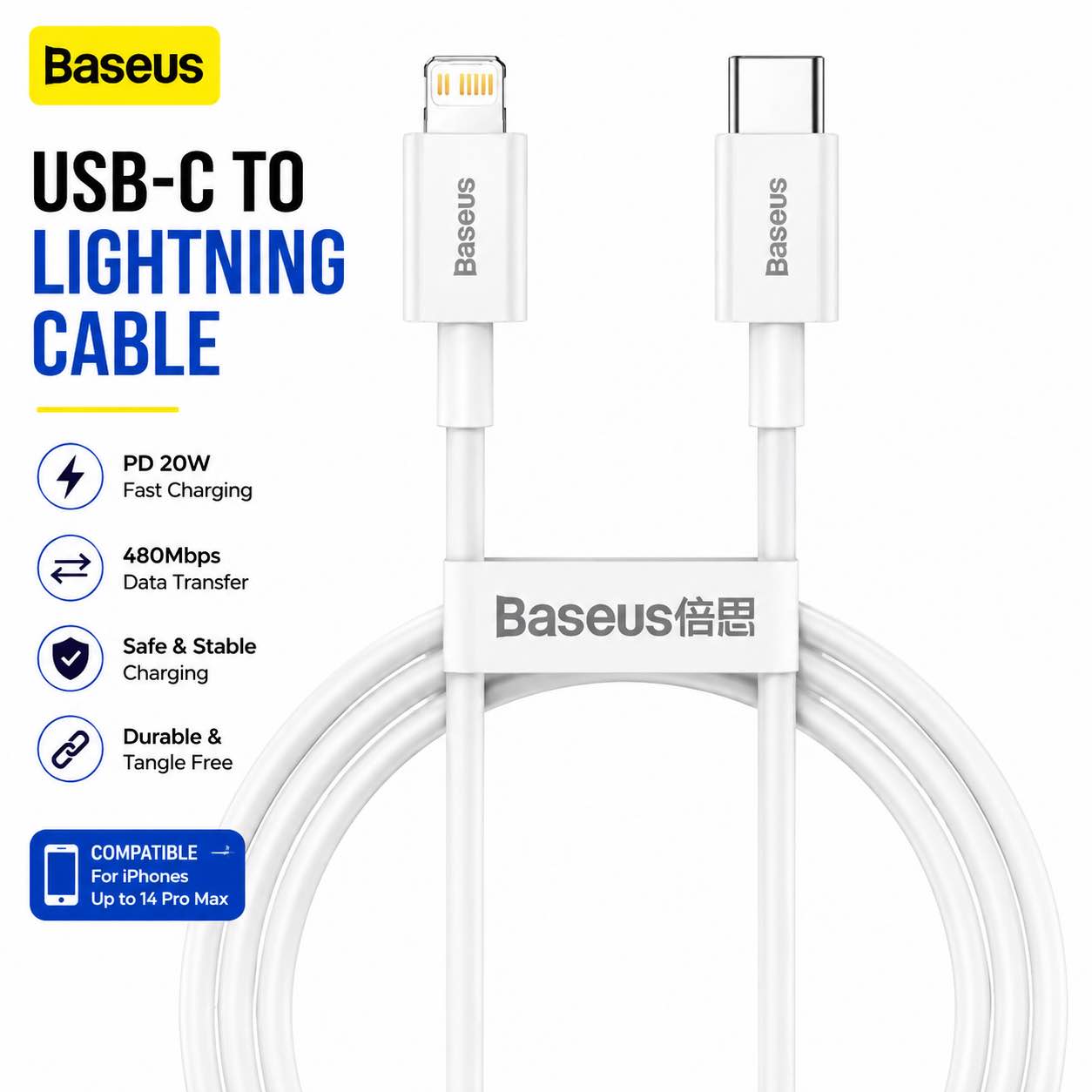 C2 Lightning Cable Fast Charging & Data Sync Cable | USB-C to Lightning Connector | Durable Charging Cable