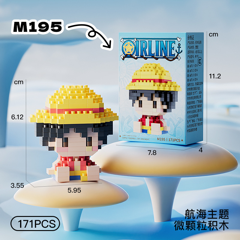 ONE PIECE Sun God Nika Luffy Micro Building Block Chopper Ace Buggy 3D Anime Model Assembly Mini Bricks Figure Toys For