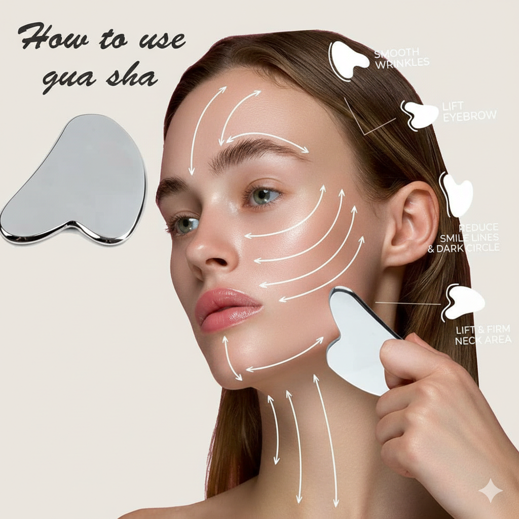 Gua Sha Facial Tool Stainless Steel Guasha Scraping Massage Scraper Face Massager Gua Sha Board Beauty Skin Care