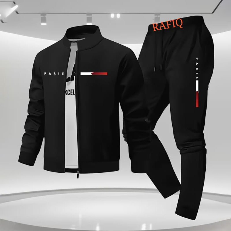 TRENDY FASHION WINTER ELLEGANT  ZIPPER TRACKSUIT PRINTED T SHIRT AND TROUSER NEW ARRIVALS  GYM SPORTS OUTDOORS CASUAL WEAR T SHIRT TRACK SUIT FOR MEN AT 3 BRO GARMENTS/WINTER ZIPPER TRACKSUIT FOR MEN/WINTER CLOTHES FOR MEN/OUTFIT FOR MEN